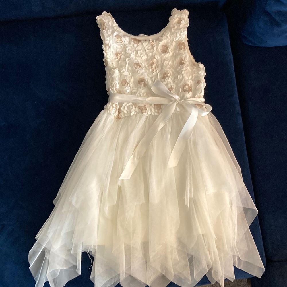 Pink & Violet Girl’s White Party Dress